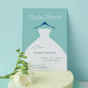 Hängendes Hochzeitskleid Türkises Braut-Brunch Einladung