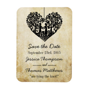 Hangherz Tree Vintage Hochzeit Save the Date Magnet