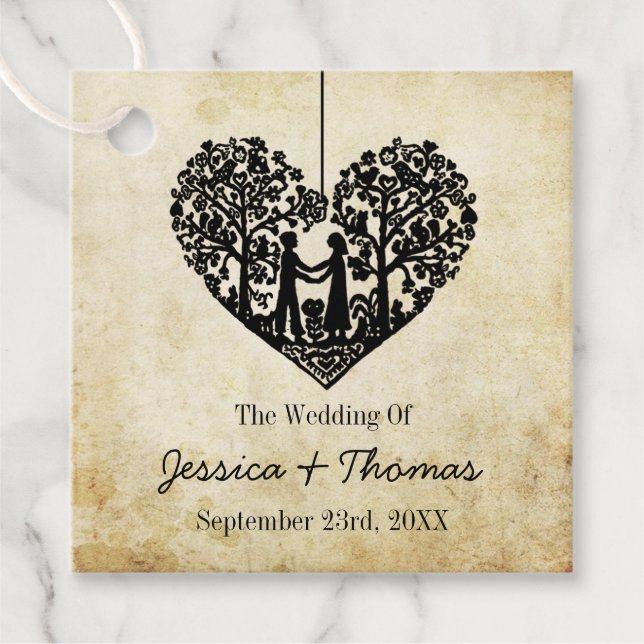 Hangherz Tree Vintage Wedding Collection Geschenkanhänger (Vorderseite)