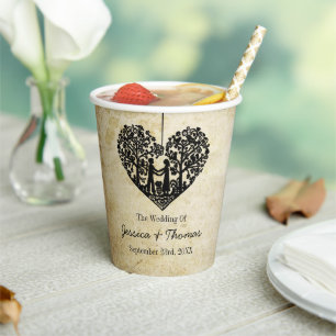 Hangherz Tree Vintage Wedding Collection Pappbecher