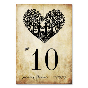 Hangherz Tree Vintage Wedding Tischnummer