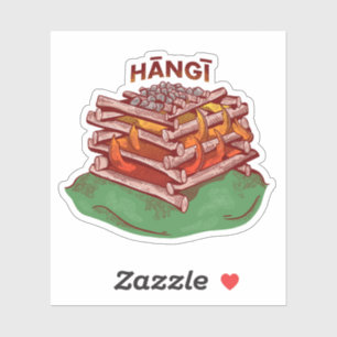 Hangi Maori Cooking Food Kai Aufkleber