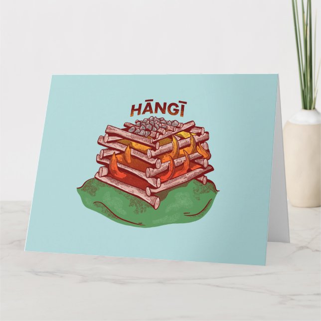 Hangi Maori Cooking Food Kai Karte (Vorderseite)