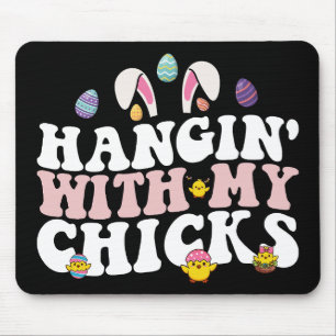 Hangin' mit meinen Chicks Ostern Bunny Groovy Retr Mousepad