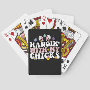 Hangin' mit meinen Chicks Ostern Bunny Groovy Retr Spielkarten