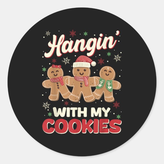 Hangin mit meinen Cookies Lebkuchen Lebkuchen Mann Runder Aufkleber (Vorderseite)