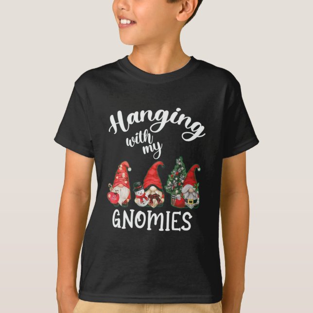 Hangin' mit meinen Gnomies Funny Gnomes Merry Chri T-Shirt (Vorderseite)