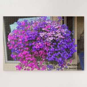 Hanging Basket Pink Purple Blumen Geburtstagsgesch Puzzle