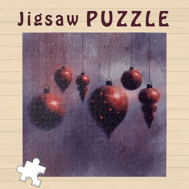 Hanging Christmas Red Baubles on Violet - Puzzle (Von Creator hochgeladen)