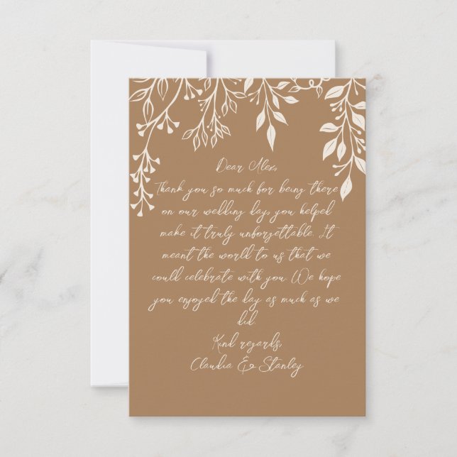 Hanging Florals Foliage Warm Romantic Boho Earthy Dankeskarte (Vorderseite)