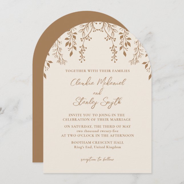 Hanging Florals Foliage Warm Romantic Boho Earthy Einladung (Vorne/Hinten)