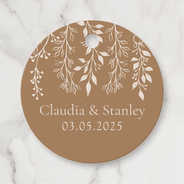 Hanging Florals Foliage Warm Romantic Boho Earthy Geschenkanhänger (Vorderseite)