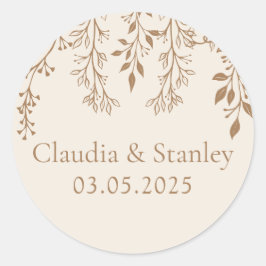 Hanging Florals Foliage Warm Romantic Boho Earthy Runder Aufkleber