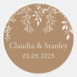 Hanging Florals Foliage Warm Romantic Boho Earthy Runder Aufkleber