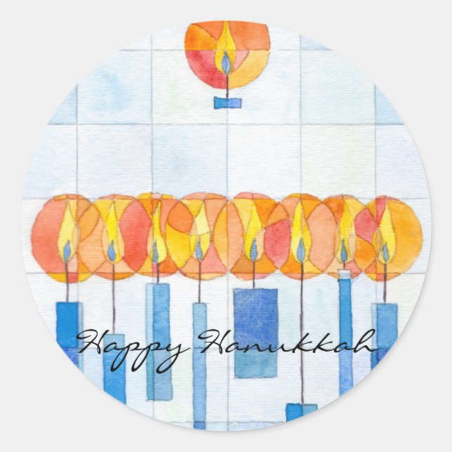 Hanging Hanukkah Candles Runder Aufkleber (Vorderseite)