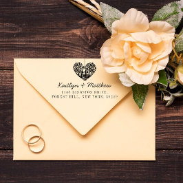 Hanging Heart Tree Wedding Rücksendeadresse Permastempel