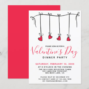HANGING HEARTS Valentine's Day Dinner Party Einladung