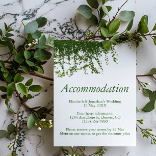 Hanging Ivy Greenery Hochzeitsunterkunft Begleitkarte