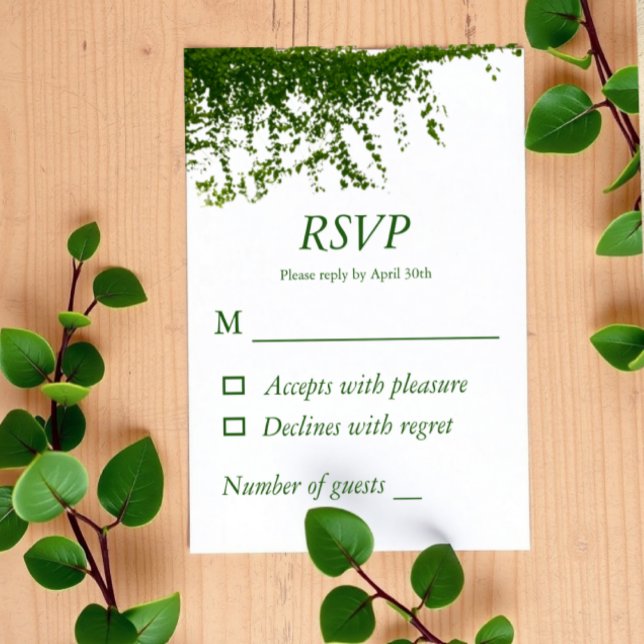 Hanging Ivy Greenery Wedding RSVP Karte (Von Creator hochgeladen)