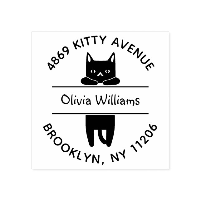 Hanging Kitten Cartoon Cat Lovers Rücksendeadresse Gummistempel (Prägung)