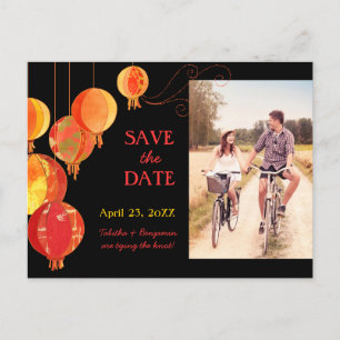 Hanging Lanterns Wedding Foto Save the Date Ankündigungspostkarte