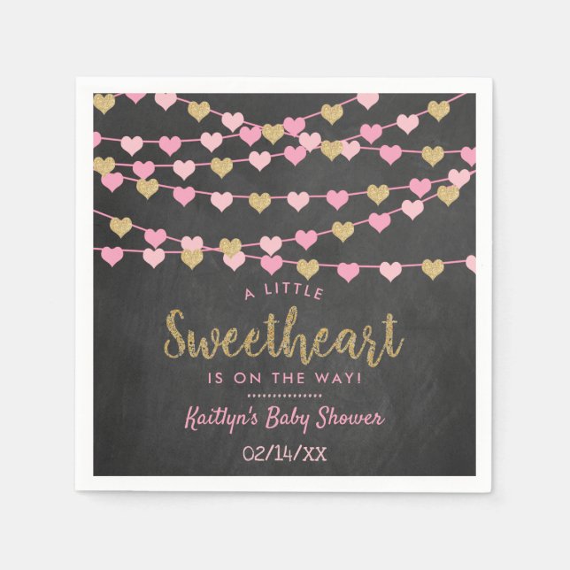 Hanging Liebe Herz Kleine Sweetheart Baby Dusche Serviette (Vorderseite)