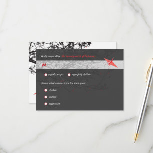 Hanging Origami Paper Cranes Asian Wedding RSVP Karte