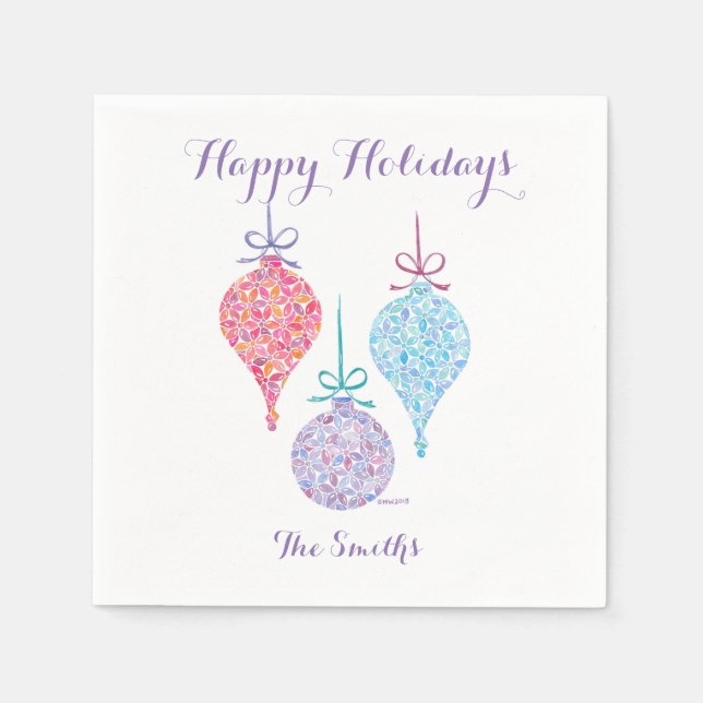 Hanging Ornaments Cocktail Napkins von Sue Weidlic Serviette (Vorderseite)