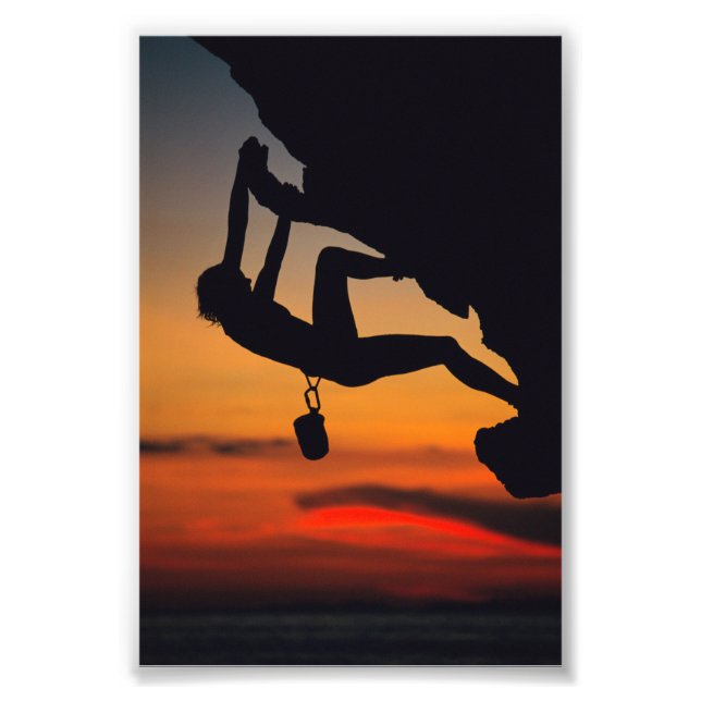 Hanging Rock Climber bei Sonnenaufgang Fotodruck (Vorne)