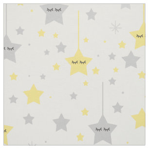 Hanging Sleepy Eyes Stars Gelb Grau Stoff