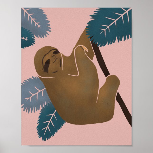 Hanging Sloth Art Print Poster (Vorne)