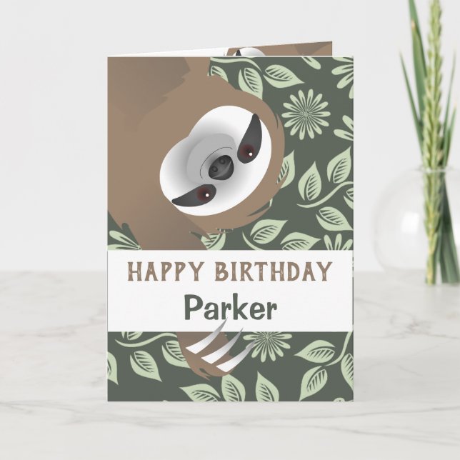 Hanging Sloth Happy Birthday Card Karte (Vorderseite)