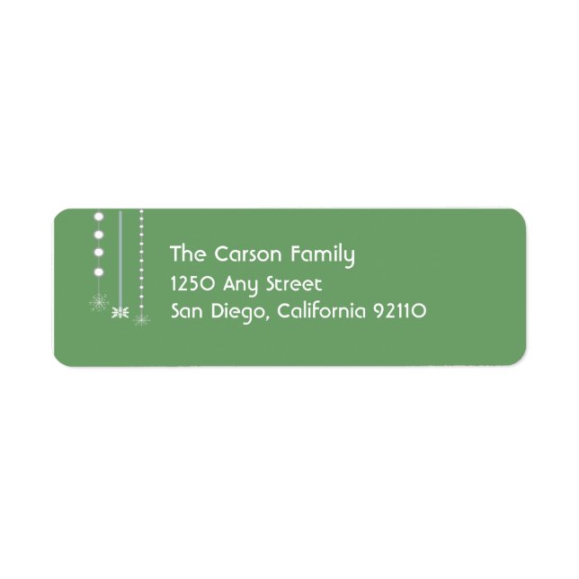 Hanging Snowflakes Return Address Label (grün) (Vorne)