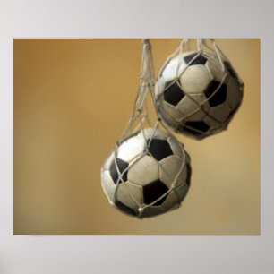 Hanging Soccer Balls Poster
