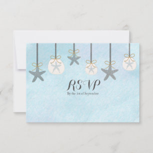 Hanging Starfish & Sand Dollar Beach RSVP-Karte Einladung