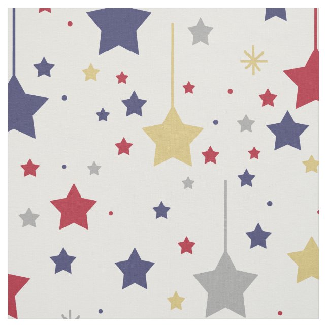 Hanging Stars Red Blue Silver Gold Stoff (Muster)