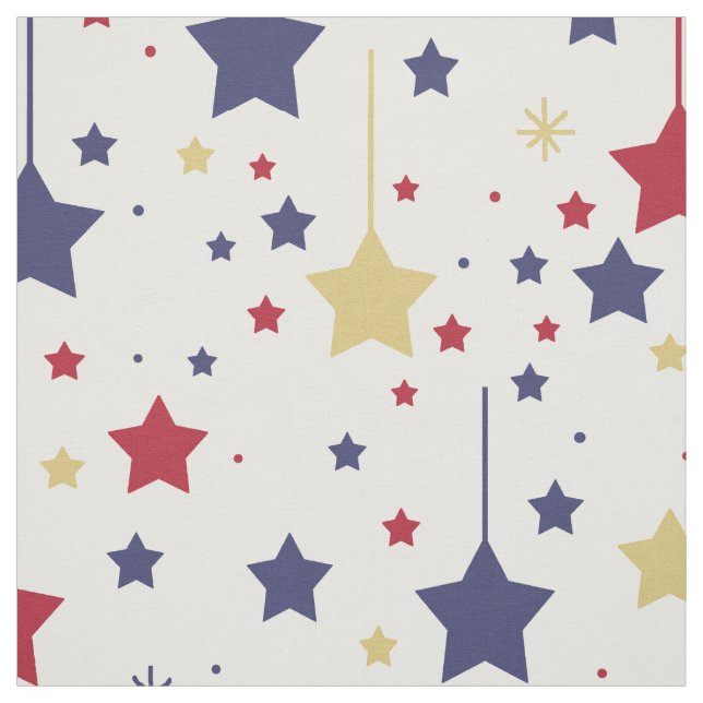 Hanging Stars Red Blue Silver Gold Stoff (Muster)