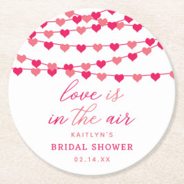 Hanging String Love Hearts Bridal Shower Runder Pappuntersetzer