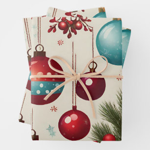 Hanging Weihnachtsschmuck und Rote Berries Geschenkpapier Set