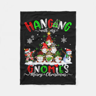 Hanging With My Gnomies Dabbing Santa Pine Tree Xm Fleecedecke