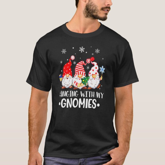Hanging With My Gnomies Santa Gnome Christmas Paja T-Shirt (Vorderseite)