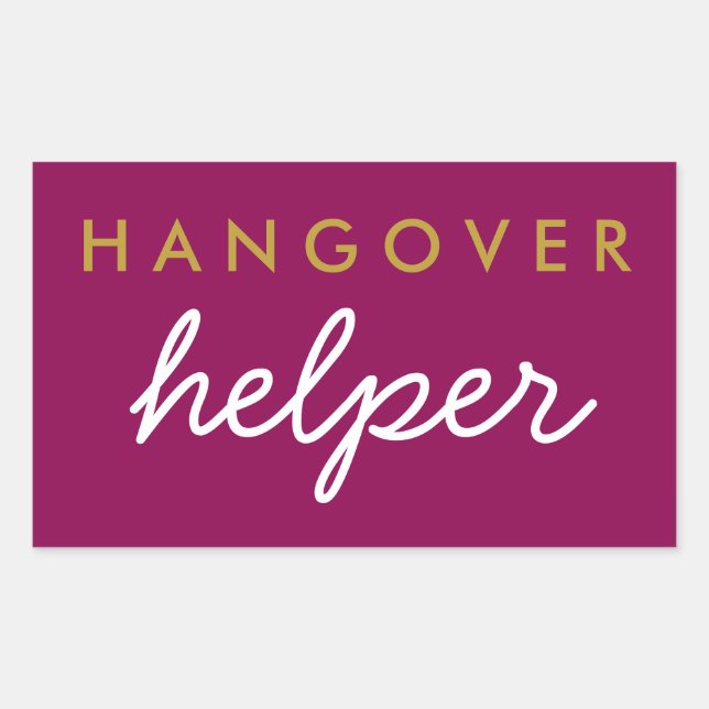 Hangover Helper Gastgeschenk Hochzeit Magenta Gold Rechteckiger Aufkleber (Vorderseite)