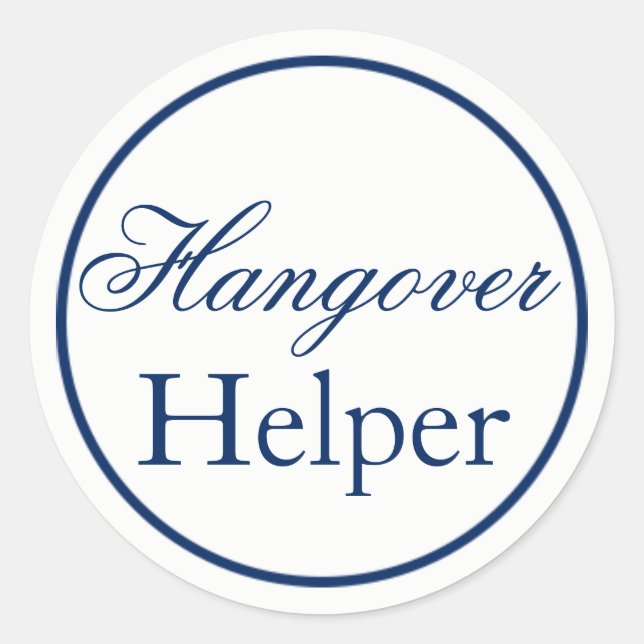 "Hangover Helper" Hochzeitsaufkleber - Marine Runder Aufkleber (Vorderseite)