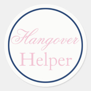"Hangover Helper" Hochzeitsaufkleber Rosa/Marine Runder Aufkleber