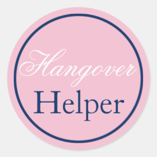 "Hangover Helper" Hochzeitsaufkleber Rosa/Marine Runder Aufkleber