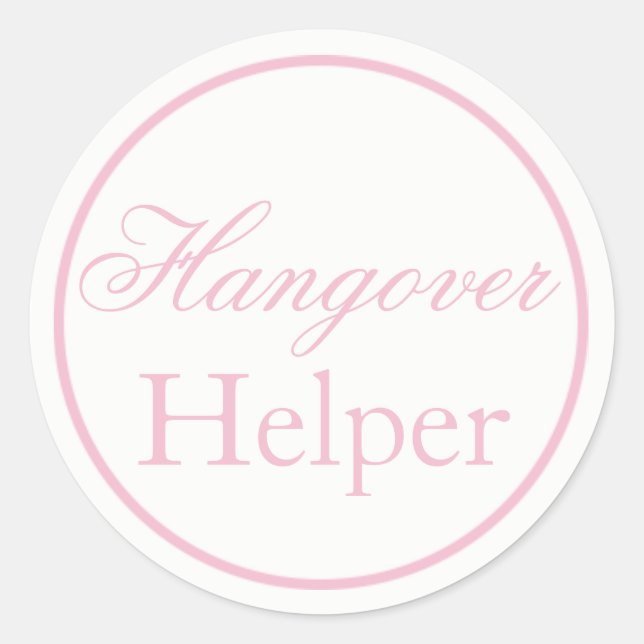 "Hangover Helper" Hochzeitsticker Rosa Rosa Runder Aufkleber (Vorderseite)