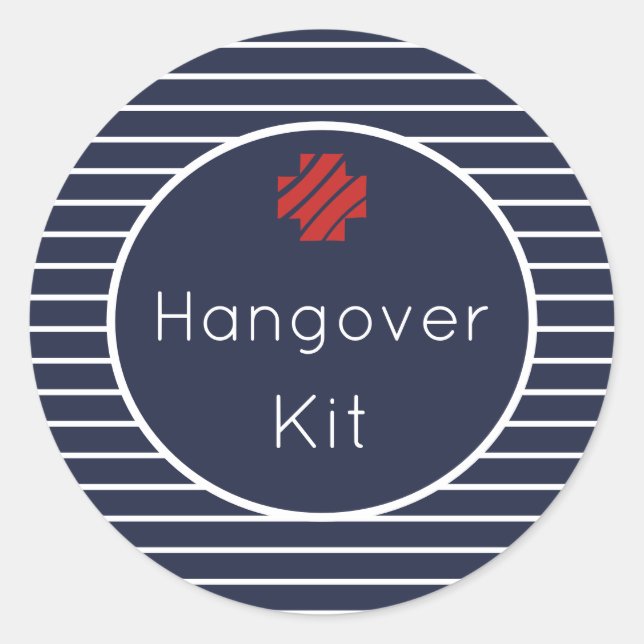Hangover Kit Aufkleber für Navy und White Stripes (Vorderseite)
