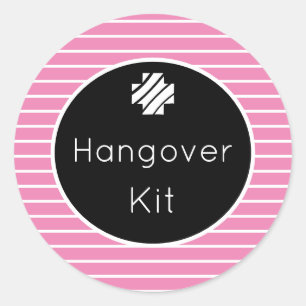 Hangover Kit Schwarz-Rosa Stripteppiche Runder Aufkleber
