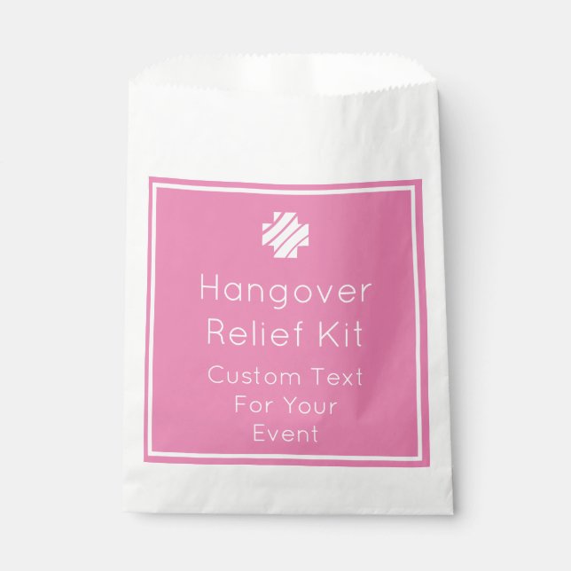 Hangover Relief Kit für helles Rosa und Weiß Geschenktütchen (Vorderseite)