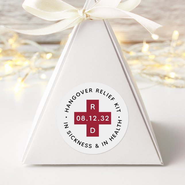 Hangover Relief Kit | GASTGESCHENK HOCHZEIT Runder Aufkleber (Von Creator hochgeladen)